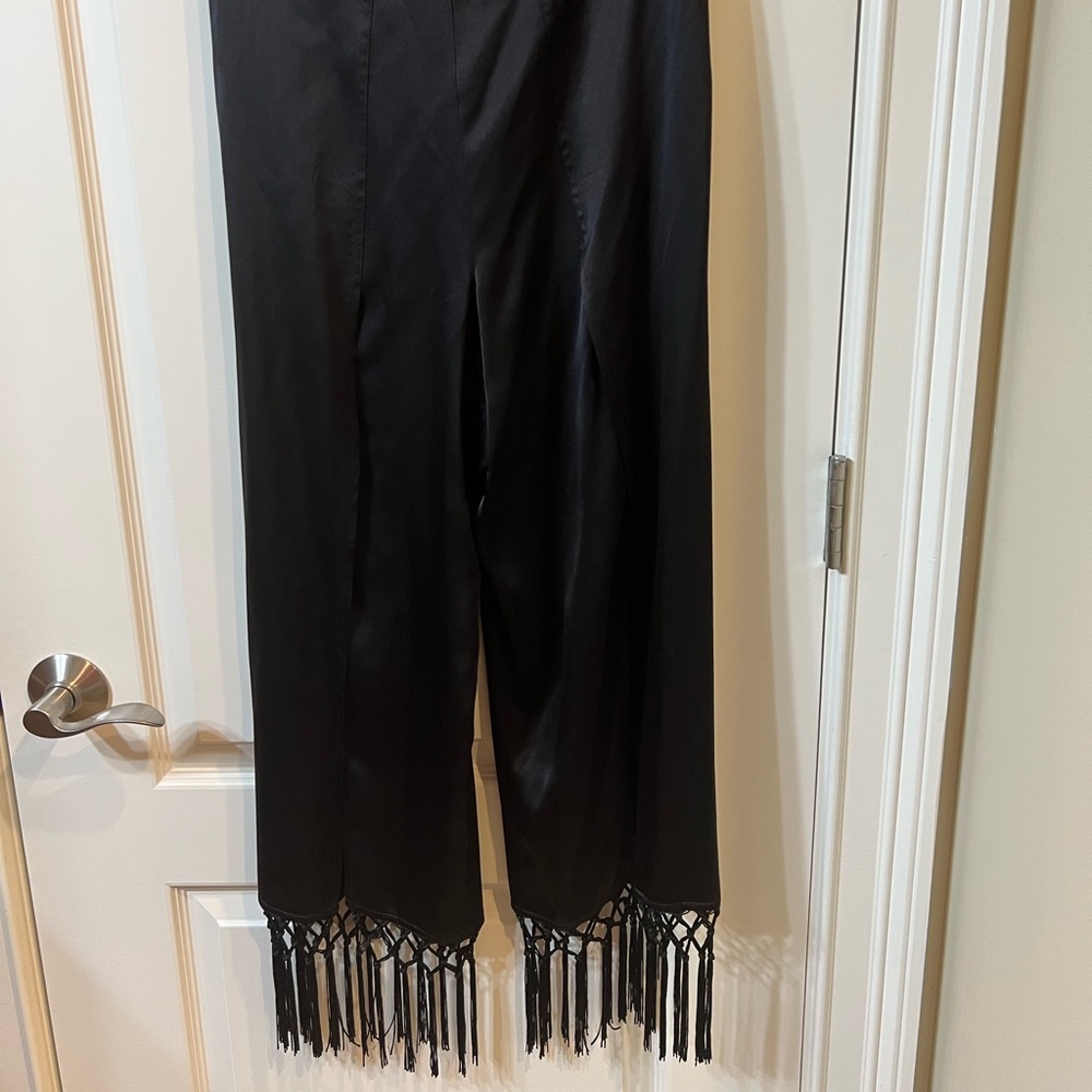 NWT Cami NYC black silk fringe pants size small 2/4 - Picture 2 of 15